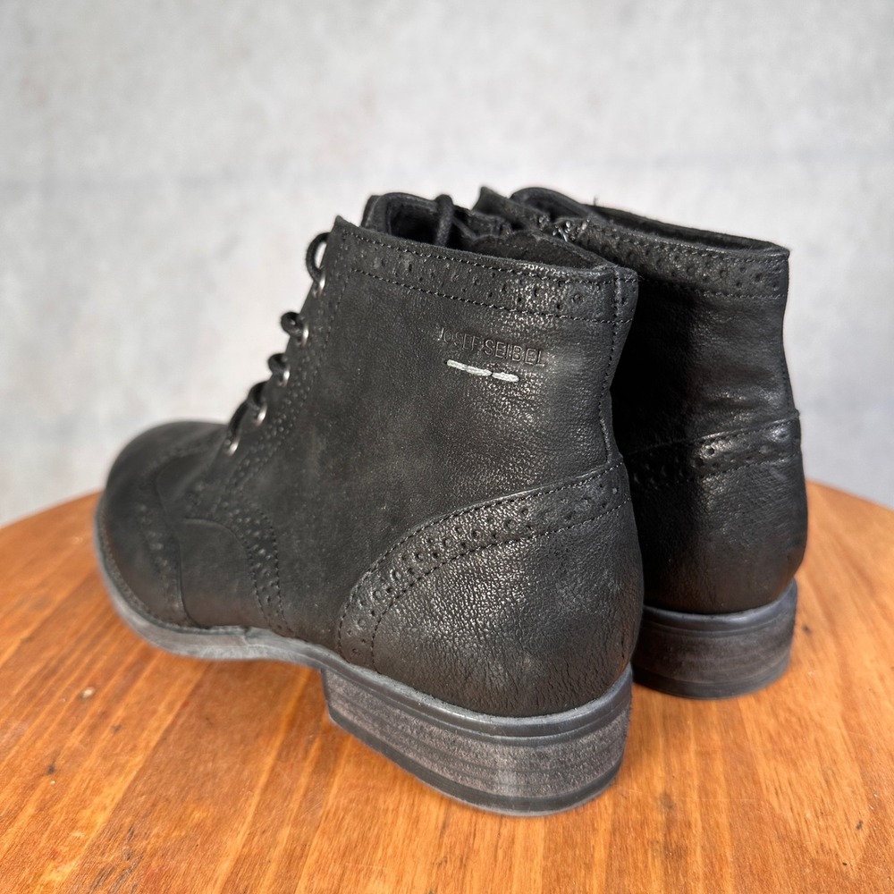 Josef Seibel Sienna 03 Boots Women 38 Black Good Wingtip Brogue Leather - Picture 7 of 12